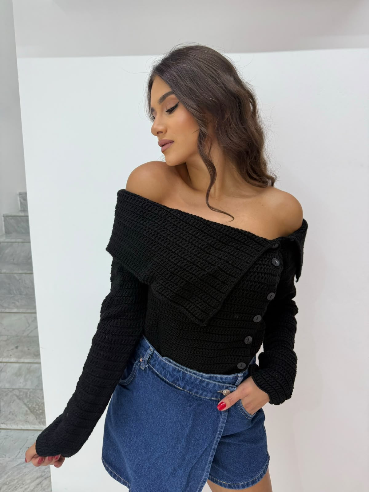 Dalia off shoulder cardigan