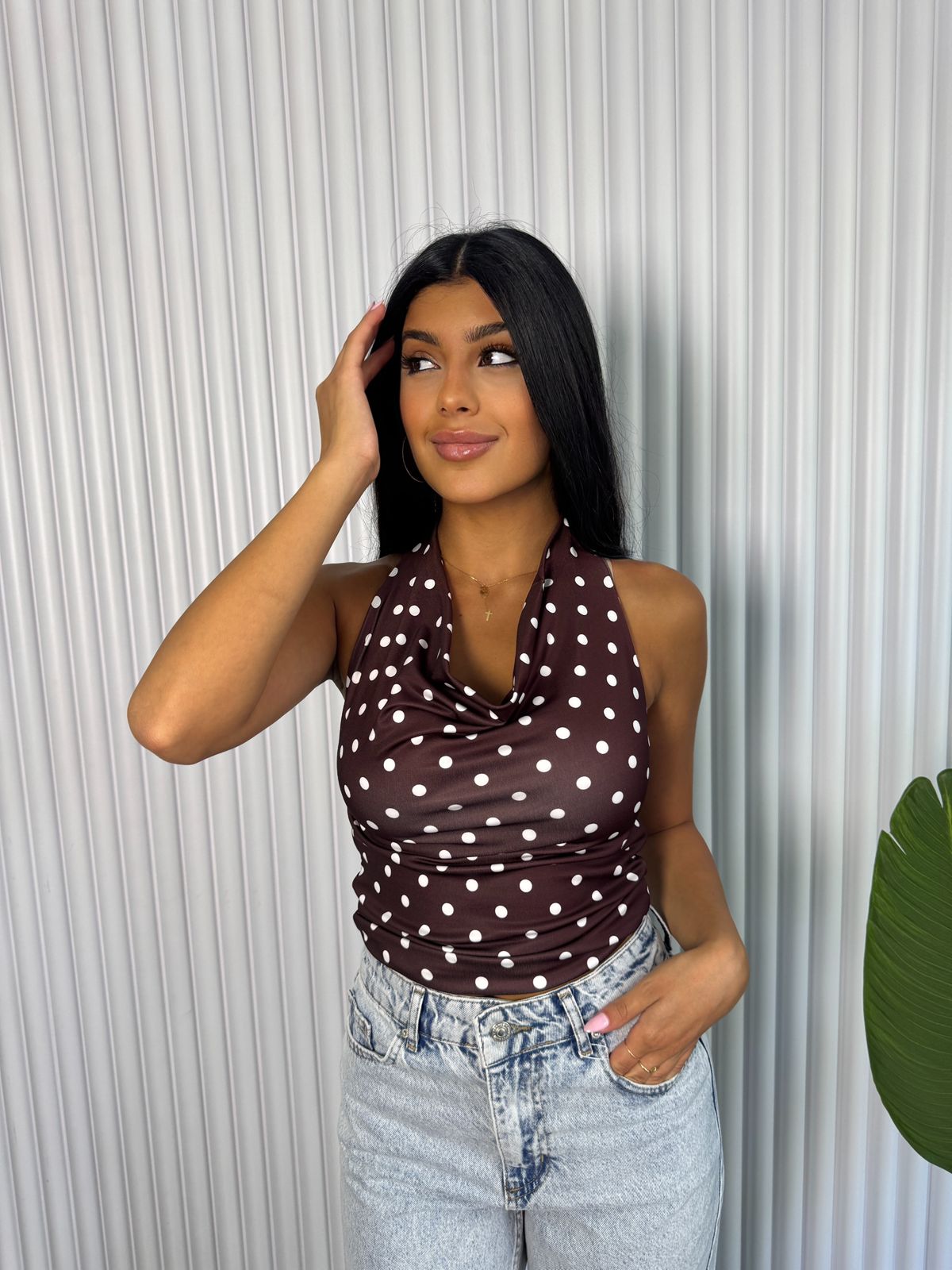 Polka halter top