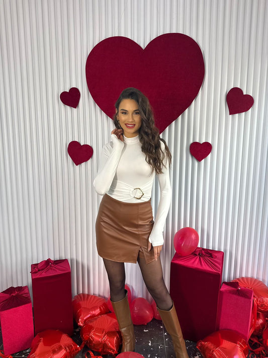 Valeria leather skort