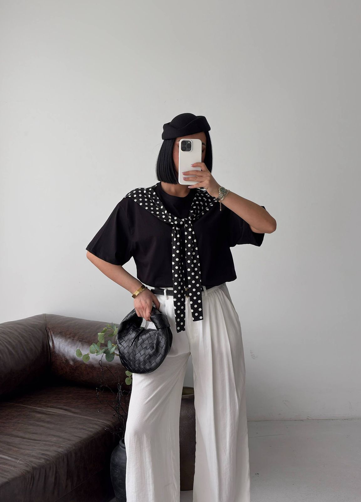 Polka scarf tshirt