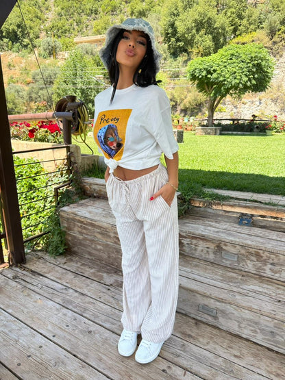 Striped linen pants